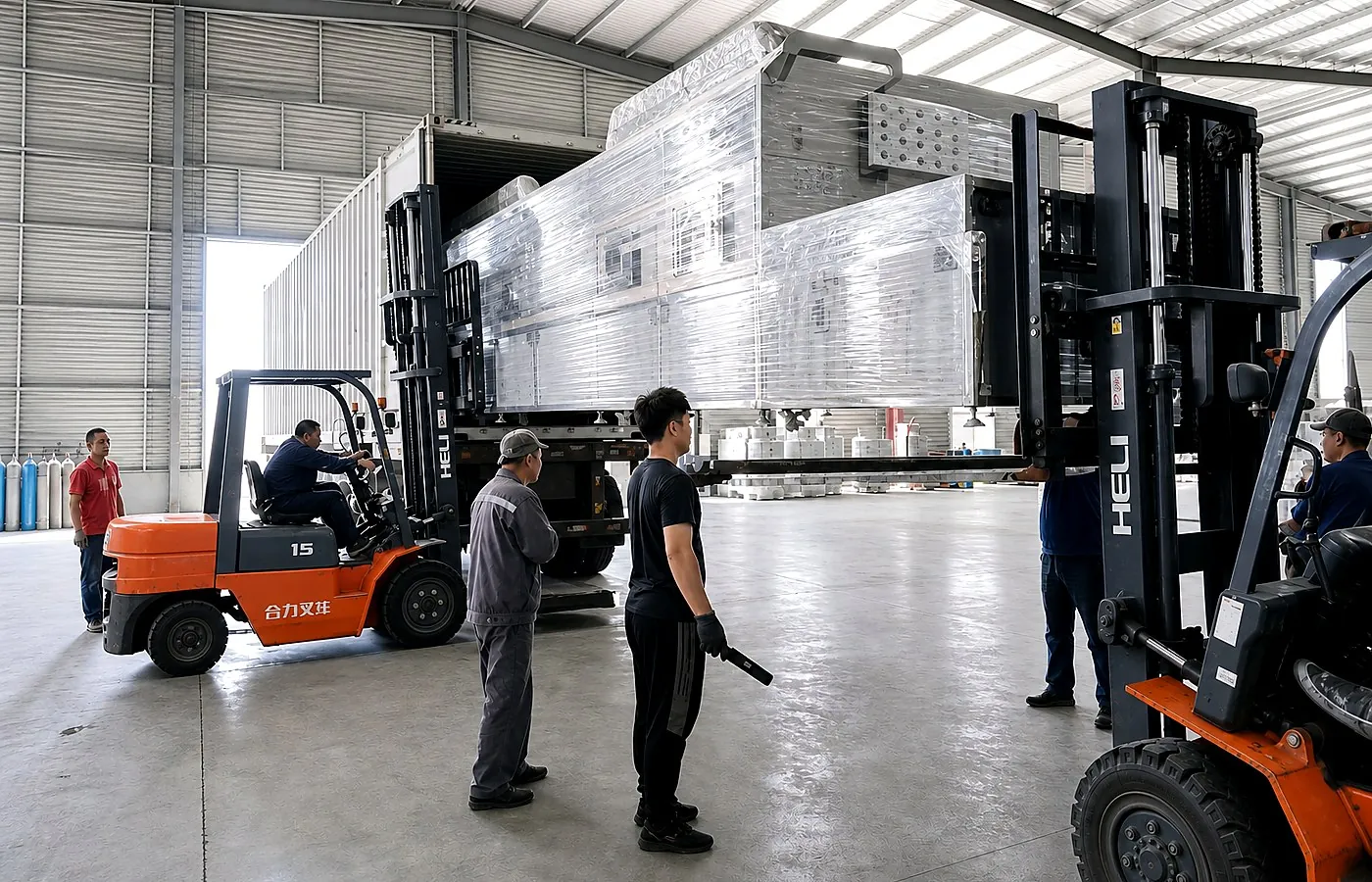 ZEKO food machinery packed and loaded for export delivery
