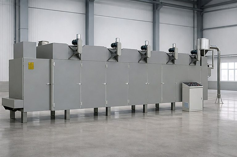 Hot-air expanded snack production equipment in a food factory