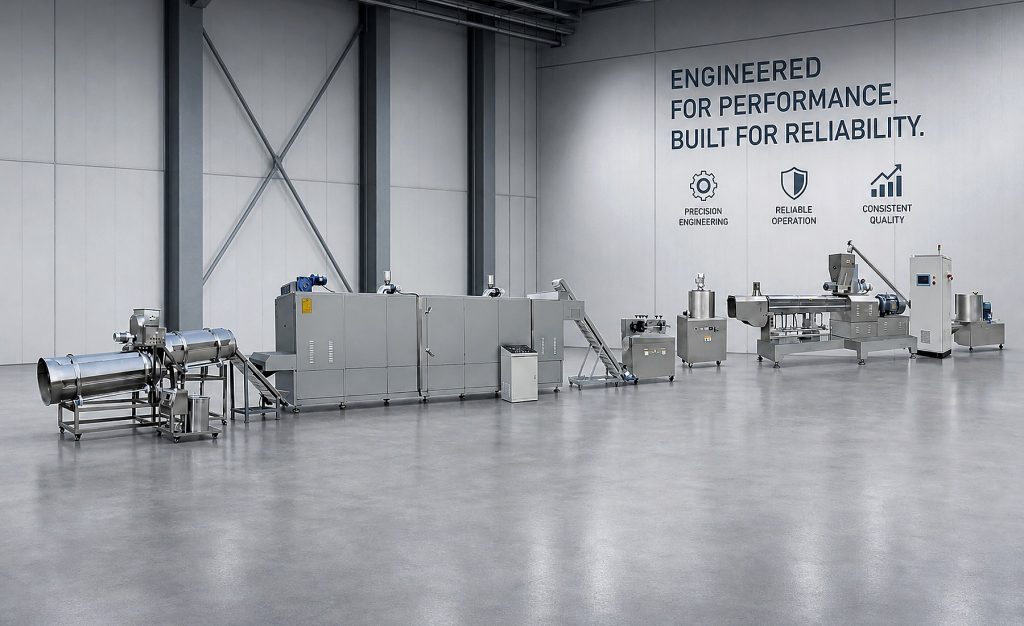 Quinoa puffs snack production line in a food machinery factory